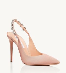 العلامة التجارية TIE TIE SANDALS أحذية الصيف عالي الكعب المفتوح مضخات Aquazzu Knotted Lady Slingback Lady Party Party Dress