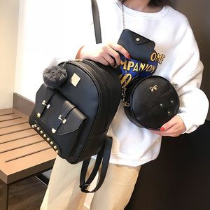 Sırt çantası stili 3pcs kadın PU deri okul çantası omuz çantaları genç kızlar için mochila feminina mini