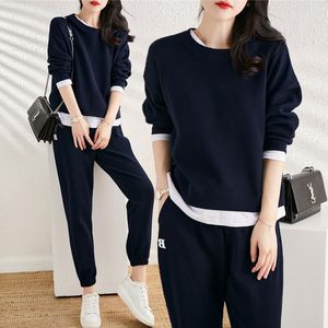 Gymkläder Athletic Outdoor Apparel Lazy Wind Stylish Sports Vind Bekväm avslappnad 2022 Fashion Fake Two-Piece Hoodie Long Woman