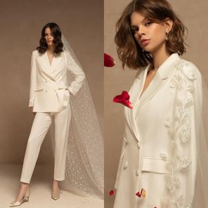 Eva Lendel 2023 Vintage dwa kawałki sukienki ślubne Kobiety Blazer Pant Suits suknie ślubne Formalne strój Vestido de novia