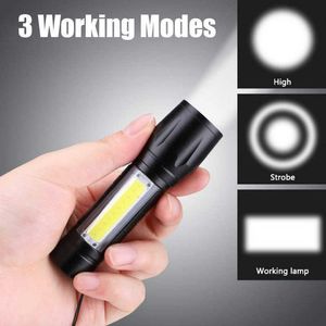 Flashlights Torches XP-G Q5 Waterproof Mini Led Flashlight Built In 14500 Rechargeable Battery Torch Lamp New 2000 Lumens Shock Resistant Light L221014