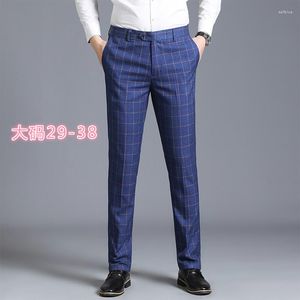 Suits 2022 Men's Dress Plaid Business Trousers Classic Retro Loose Straight Casual Large Size Fashion Wedding Suit Pants