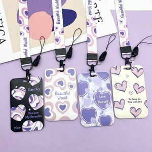 Card Holders Cartoon Purple Love Sleeve Holder Campus Access Control Student Bus ABS Plastic Lanyard Cover