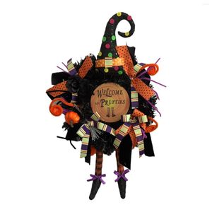 装飾的な花ESTハロウィーン魔女脚リース人工レッタンカボチャハンギングパーティーガーランドドアオーナメントフェスティバルウォールPE