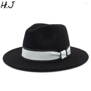 Berets moda kobiety wełna wełna fedora hat lady zima jesienna chapeu feminino cloche szeroko brzegi jazz homburg sombrero czapki