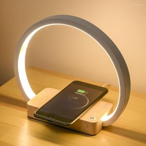 Tischlampen Nachttischlampe Handy Induktives Laden Schreibtisch Schlafzimmer Augenschutz Lesen Led Induktion Massivholz Kreativ