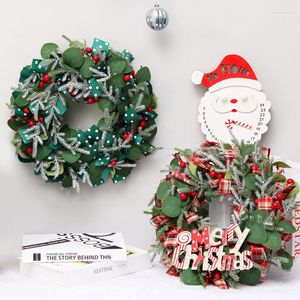 Decorative Flowers 40cm Christmas Red Wreath For Front Door Garlands Decoration Hanging Tree Wall Window Ornaments Xmas Home Decor Drop