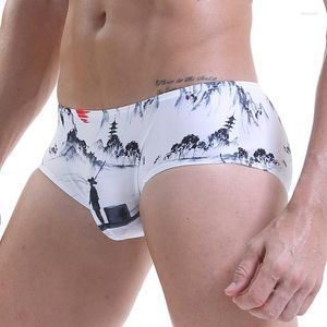 MUITAS PONTES Mens boxeadores de roupas íntimas sexy homens impressos boxershorts de boxers homem macio u bolsa hombre calcinha masculina