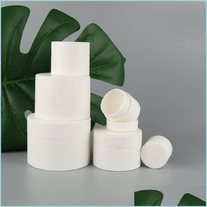 Scatole di immagazzinaggio Bidoni Scatola di crema bianca smerigliata Cassa di bottiglia vuota Imbottigliamento separato Vasetti cosmetici Contenitore di plastica Cilindrico Lip Clear Dhbwo