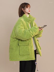 Женские куртки вельветовые вниз по хлопковым харадзюку -модной уличной одежде негабаритная зимняя куртка женщин 2022