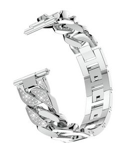 Silbernes Damen-Uhrenarmband für Samsung Galaxy Watch 5/Pro/4 Diamant-Armband 22 mm 20 mm Uhrenarmband Classic/3 Band 40 mm 44 mm 45 mm 42 mm Active 2 Cowboy-Kette