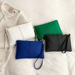 Evening Bags Fashion Solid Color Women's Envelope Wrist Bags Luxury PU Leather Zipper Long Wallet Portable Lady Party Evening Clutch Purse L221014