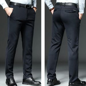 Herrenanzüge, Herren-Business-Freizeithosen, koreanischer Stil, Slim-Fit, Stretch, formelle Hosen für Herren, dicker Anzug, Schwarz, Marineblau