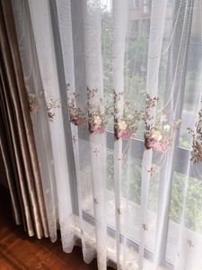 カーテンドレープフランスのロマンチックな刺繍画面韓国の庭の吊りバスケットフラワーバルコニーリビングルームパーティション