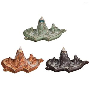 Fragrance Lamps Backflow Incense Cone Holder Handmade Ceramic Waterfall Burner Mountain Ornament Fo