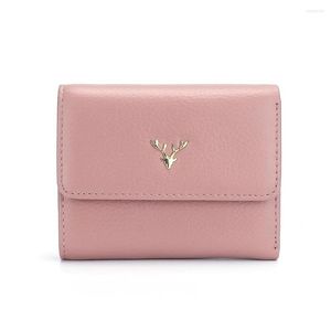 Wallets 2022 Fashion Shorts Ladies Tri Fold Mobile Phone Bag Simple Cowhide Wallet Multi Card Slot Passport Box Coin Purse Clutch