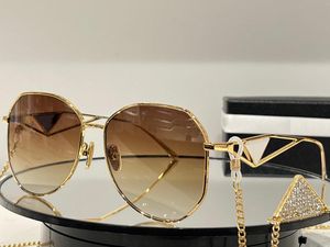 Designer-Sonnenbrillen für Damen, übergroße runde Gläser, dreieckiges Metall, goldfarbener Rahmen, Anti-Ultraviolett, Retro-Sonnenbrille, modisch, fahrende Strandbrillen, Lunettes Gafas