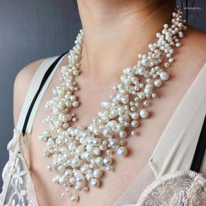 Łańcuchy Naturalny naszyjnik z perły świeżej wody multi warstwy 30 linii dla kobiet mody klejnotów nocna sukienka weselna
