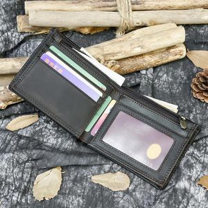 Wallets Genuine Leather Wallet Men Po Short Purse Man Male Handmade Pocket Slim Small Black Brown