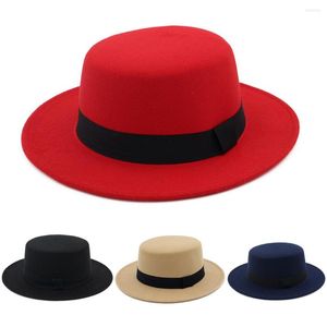 Ball Caps Baseball Hats For Women Fashionable Womens Wide Brim Wool Flat Top Fedora Hat Party Cap Band Men