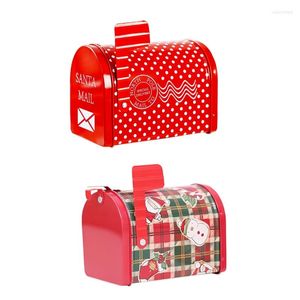 Christmas Decorations Santa Claus Candy Box Iron Storage Organizer Tin Mailbox Ornaments Kids Gift M6CE