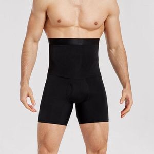 Herrkroppsformar herr komprimering hög midja boxare shorts mage smal shaper bälte underkläder män sport leggings fitness byxor form