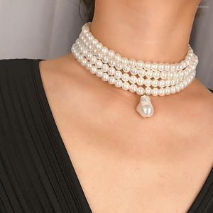 Choker Dazzle Elegant Multi-layer Simulated Pearl Bead Necklace For Women 2022 Fashion Korean Collar Party Jewelry