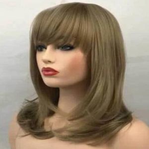 medium newest design dark blonde straight women Wig health hair wigs