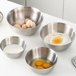 Bowls 4Pcs 304 Stainless Steel Mixing Bowl Kitchen Anti-scalding Cooking Baking Salad Set Egg Mixer Nesting Tableware