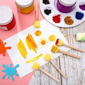 4PCS/Set okrągłe gąbki narzędzia do malowania pędzla drewniana rączka asortyment rozmiar świetny dla dzieci sztuki i rzemiosła RRE15086