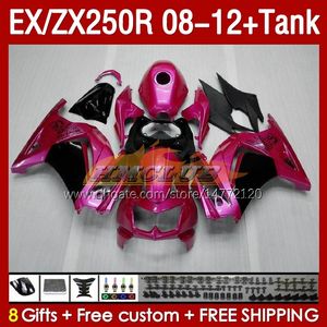 FATINGINGS TANK OEM PARA KAWASAKI NINJA ZX250R EX250R 08 09 10 11 12 ZX250 EX250 R 163NO.60 ZX-250R 2008 2009 2010 2012 2012 Ex ZX 250R 08-12 Fairing Rose Pearl Pérola Pearl