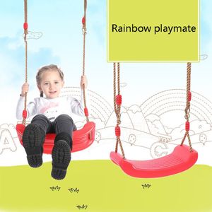 Inflatable Bouncers Playhouse Swings Flying Toy Garden Swing Kids Hanging Seat Toys with Height Adjustable Ropes Indoor Outdoor Rainbow Curved Board Swin 221014