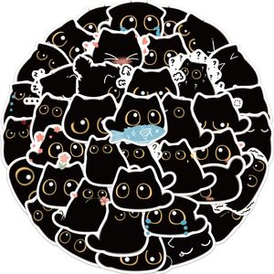 Pacote de 40pcs desenho animado adesivos de gato preto sem duplicar o adesivo de vinil à prova d'água para bagagem skateboard skateboard adesivos de garrafa de água decalques infantis brinquedos