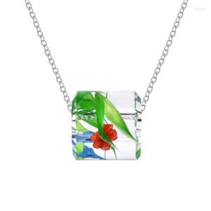 Pendant Necklaces Selling Korean Resin Dried Flower Necklace Crystal AB Glue Jewelry