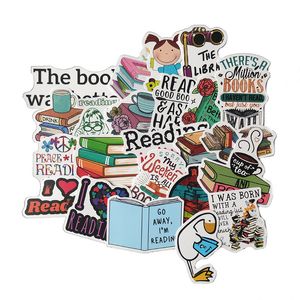 50Pcs Cartoon Reading Stickers Non-Random For Car Bike Luggage Sticker Laptop Skateboard Motor Water Bottle Snowboard wall Decals Kids Gifts