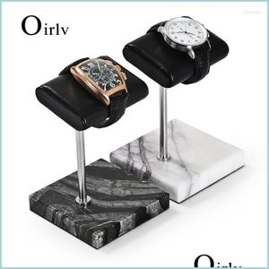 Jewelry Pouches Bags Jewelry Pouches Bags Oir Premium Marble Watch Display Stand 10 15Cm Organizer Rack With Pu Leather Pad For Sho Dh58M