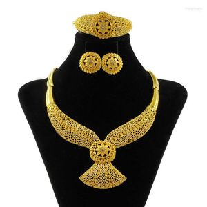 Collana orecchini set all'ingrosso top perline africane fiore nuziale ciondolo cristallo donne turche matrimonio festa