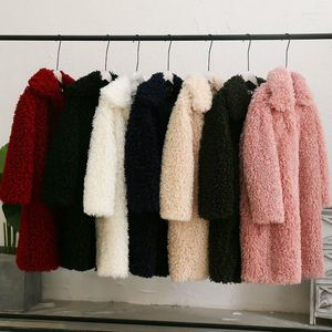 Cappotto da donna in pelliccia sintetica con risvolto, soffice, spesso, parka, cerchi, agnello, giacca con colletto rovesciato, cardigan a maniche lunghe, trench, top