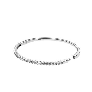 Bracciale rigido scintillante per sempre con scatola originale per gioielli da sposa in argento sterling Pandora 925 per le donne Braccialetti con diamanti CZ all'ingrosso in fabbrica