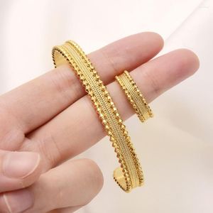 Bangle Gold Color Adjustable Vintage Ring For Women High Quality Dubai Bride Wedding Ethiopian Bracelet Africa Party Gift