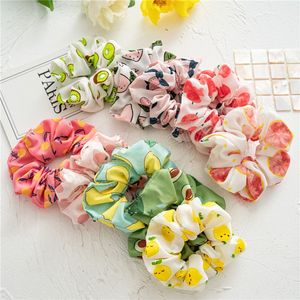 Saç Limon Greyfurt İçin Meyve Baskı Scrunchies Armut Peach Baskılı Saç Bantları Elastik Kauçuk Bant Kadın Saç Aksesuarları