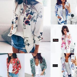 Women's Jackets Women's Print Jacket Women Flowers Zipper Up Retro Coat Autumn Summer Long Sleeve Slim Basic Plus Size Short Baseball