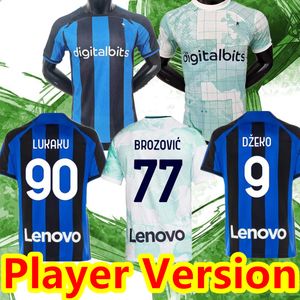 プレーヤーバージョンLukaku Soccer Jersey 22 23 Barella Vidal Lautaro Eriksen Inters dzeko Correa Away 3番目のユニフォームトップサッカーシャツ