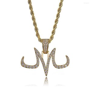Pendant Necklaces M Sign & Necklace 18k Gold Plated Lab Diamond Iced Out Chain Bling Fashion Hip Hop Jewelry
