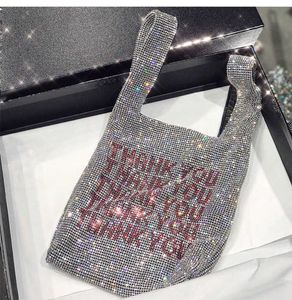 Tragetaschen Danke Pailletten Frauen Kleine Tote Kristall Bling Mode Dame Eimer Handtaschen Weste Mädchen Glitter Geldbörsen Marke 221103