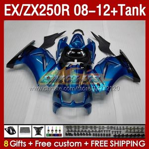 Kawasaki Ninja Ex250R ZX250R 2008 için enjeksiyon Fairings Tank 2011 2011 2012 ZX250 EX250 R 163No.121 ZX-250R 08-12 EX ZX 250R 08 09 10 11 12 OEM Kaplama Mavi Stok