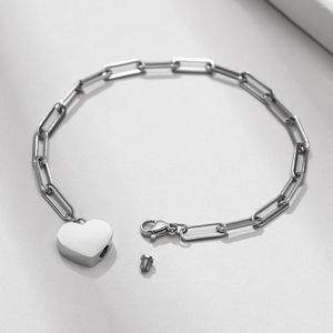 Link Bracelets Stainless Steel Heart Bracelet Memorial Ashes Urn Keepsake Cremation Jewelry