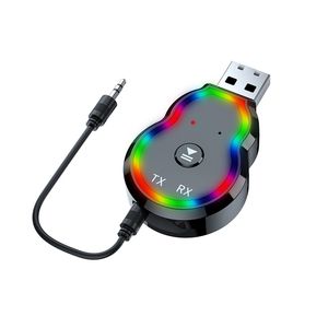Q2 3.5mm Audio Aux Ricevitore Bluetooth senza fili Trasmettitore Driver Amplificatore gratuito Adattatore audio 2 in 1 Kit per auto Luce colorata