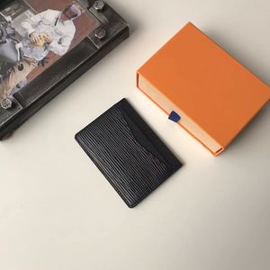 Classic Designer Brand Black Card Holder Men Women's Leather Wallet Neo Coin Purse med Box234J