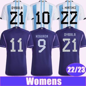 2223 Argentinië Gonzalez Di Maria Women Soccer Jerseys Nationaal team Otamendi de Paul Home Blue White Away Football Shirts Uniformen
